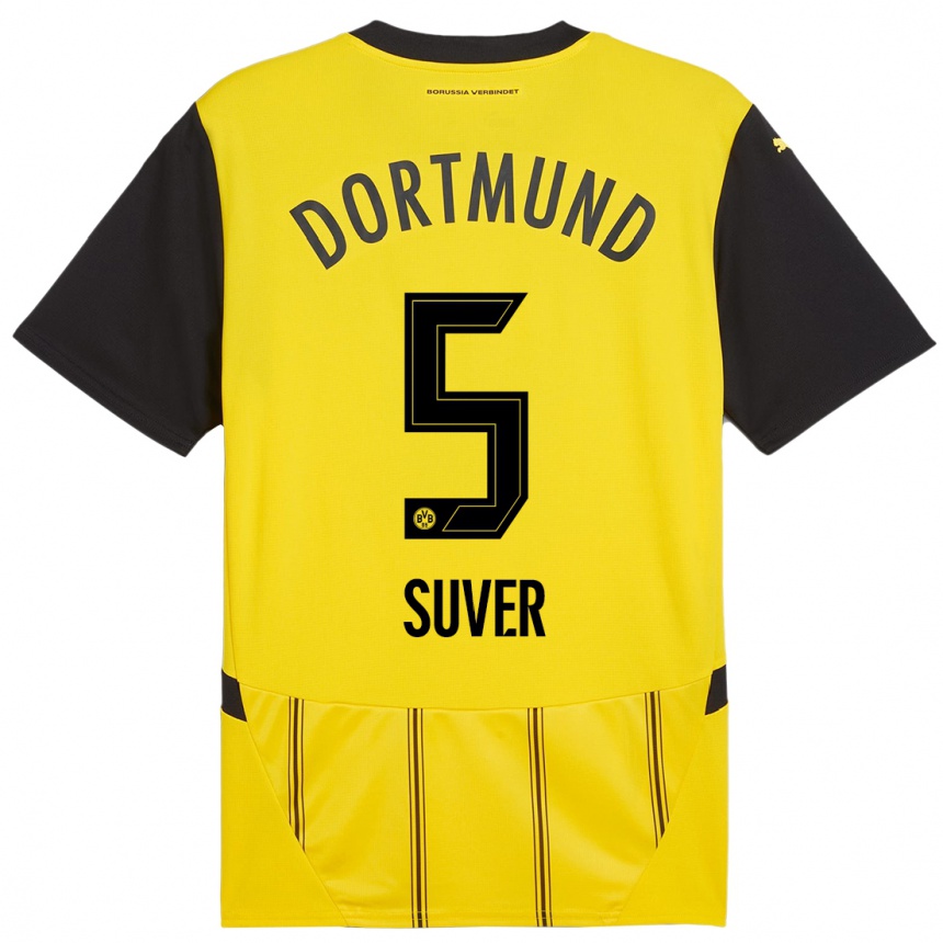 Niño Fútbol Camiseta Mario Suver #5 Amarillo Negro 1ª Equipación 2024/25 Argentina