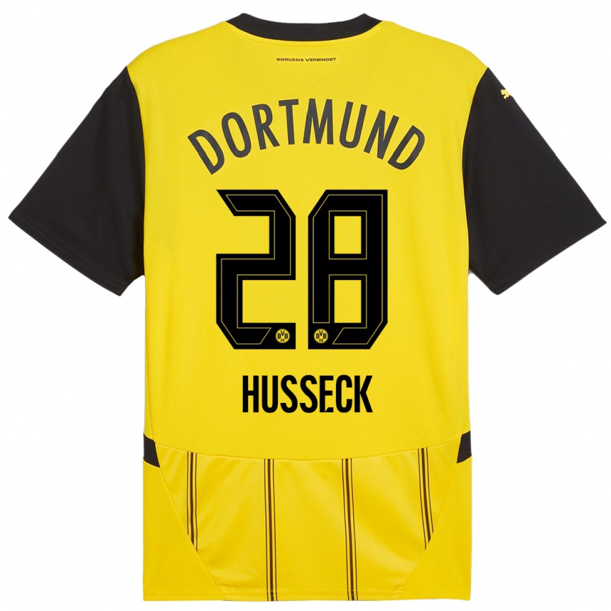 Niño Fútbol Camiseta Jonah Husseck #28 Amarillo Negro 1ª Equipación 2024/25 Argentina