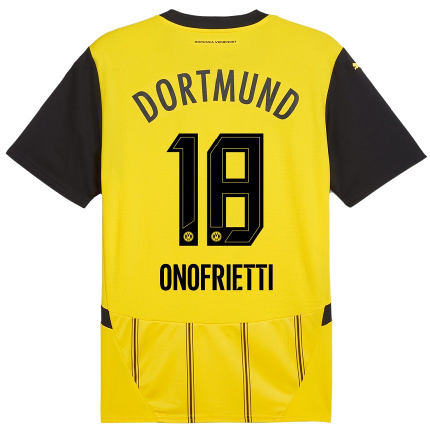 Niño Fútbol Camiseta Vincenzo Onofrietti #18 Amarillo Negro 1ª Equipación 2024/25 Argentina