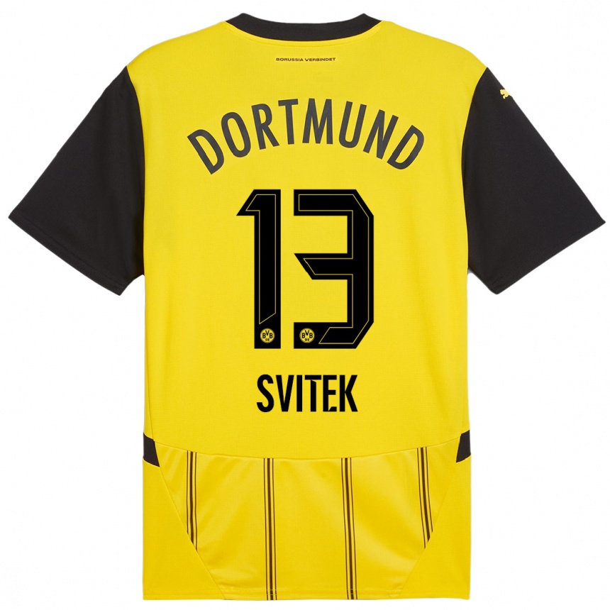 Niño Fútbol Camiseta Leon Svitek #13 Amarillo Negro 1ª Equipación 2024/25 Argentina