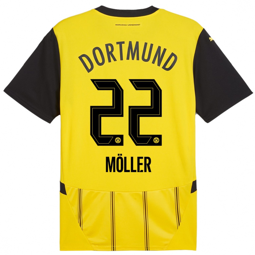 Niño Fútbol Camiseta Paul Möller #22 Amarillo Negro 1ª Equipación 2024/25 Argentina