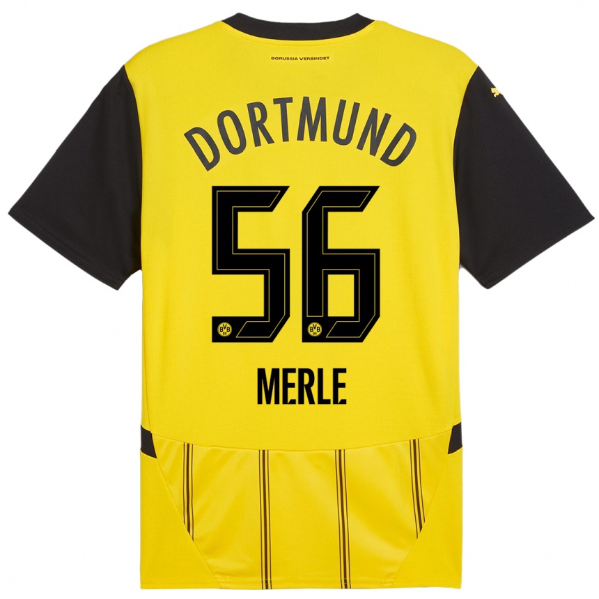 Niño Fútbol Camiseta Albers Merle #56 Amarillo Negro 1ª Equipación 2024/25 Argentina