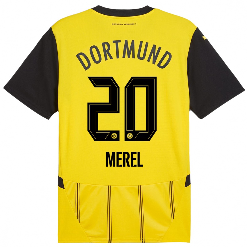 Niño Fútbol Camiseta Freriks Merel #20 Amarillo Negro 1ª Equipación 2024/25 Argentina