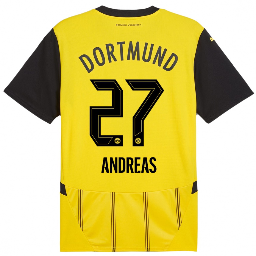 Niño Fútbol Camiseta Kuno Andreas #27 Amarillo Negro 1ª Equipación 2024/25 Argentina