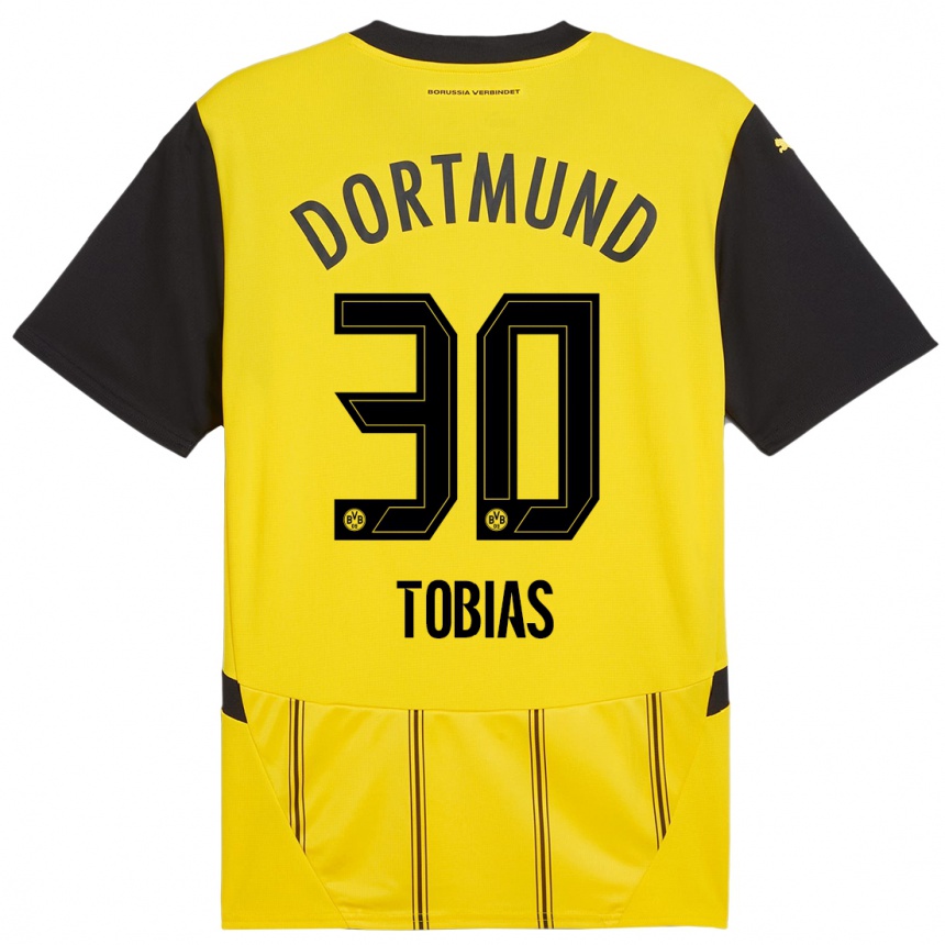 Niño Fútbol Camiseta Vogt Tobias #30 Amarillo Negro 1ª Equipación 2024/25 Argentina