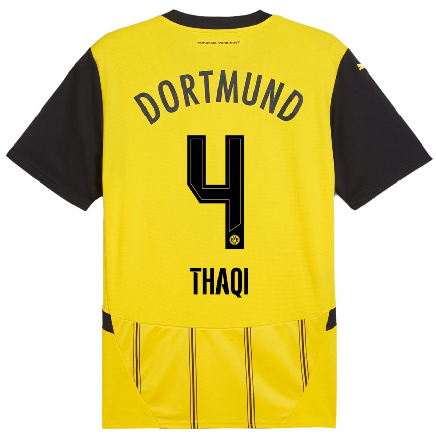 Niño Fútbol Camiseta Albin Thaqi #4 Amarillo Negro 1ª Equipación 2024/25 Argentina