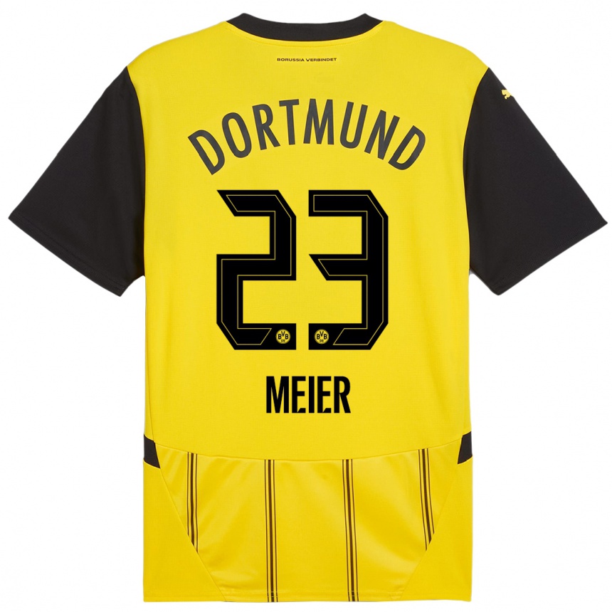 Niño Fútbol Camiseta Maximilian Meier #23 Amarillo Negro 1ª Equipación 2024/25 Argentina