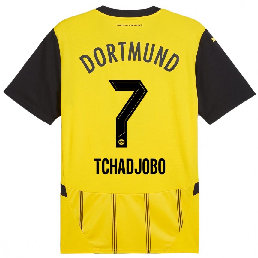 Niño Fútbol Camiseta Dia Tchadjobo #7 Amarillo Negro 1ª Equipación 2024/25 Argentina