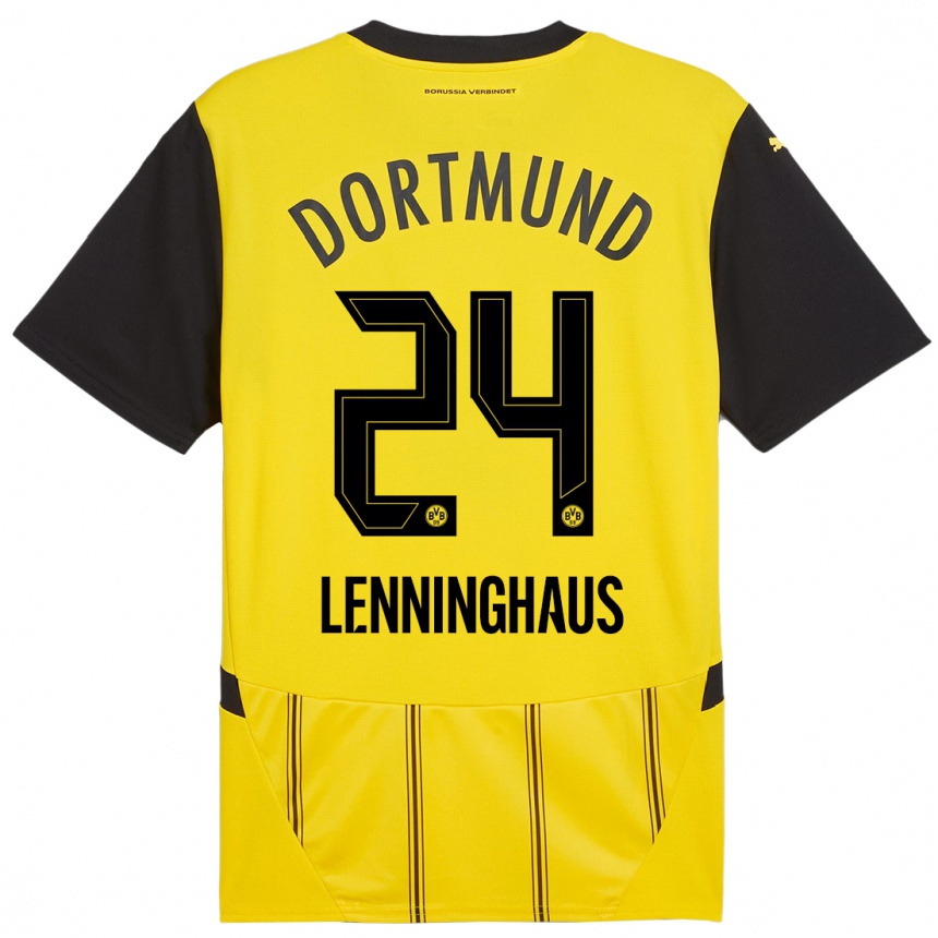 Niño Fútbol Camiseta Mika Lenninghaus #24 Amarillo Negro 1ª Equipación 2024/25 Argentina