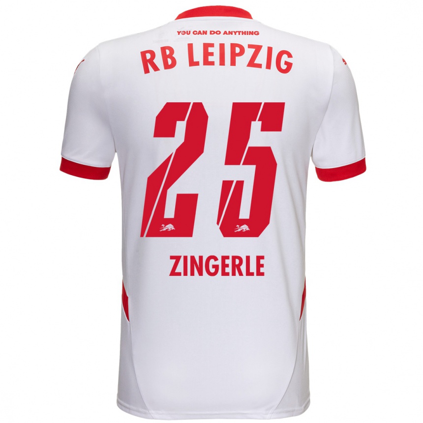 Niño Fútbol Camiseta Leopold Zingerle #25 Blanco Rojo 1ª Equipación 2024/25 Argentina