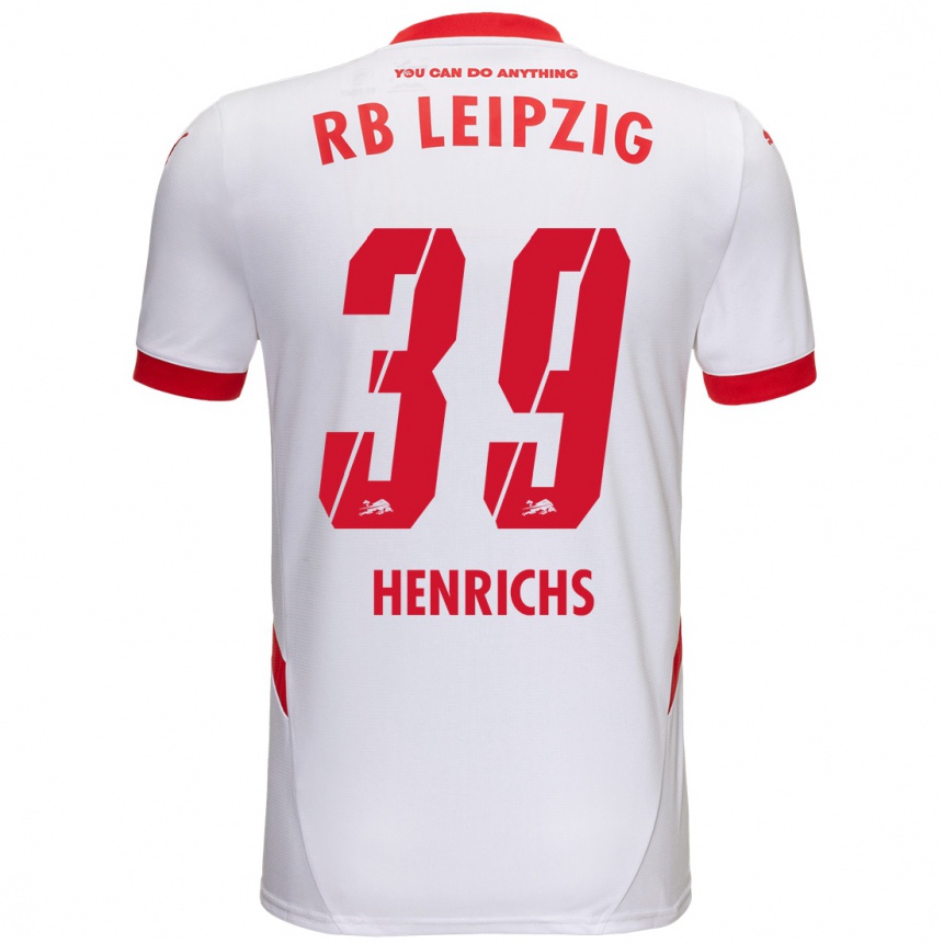 Niño Fútbol Camiseta Benjamin Henrichs #39 Blanco Rojo 1ª Equipación 2024/25 Argentina