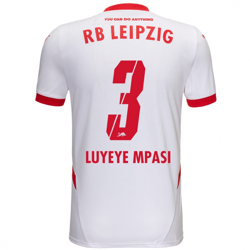 Niño Fútbol Camiseta Seal Luyeye Mpasi #3 Blanco Rojo 1ª Equipación 2024/25 Argentina