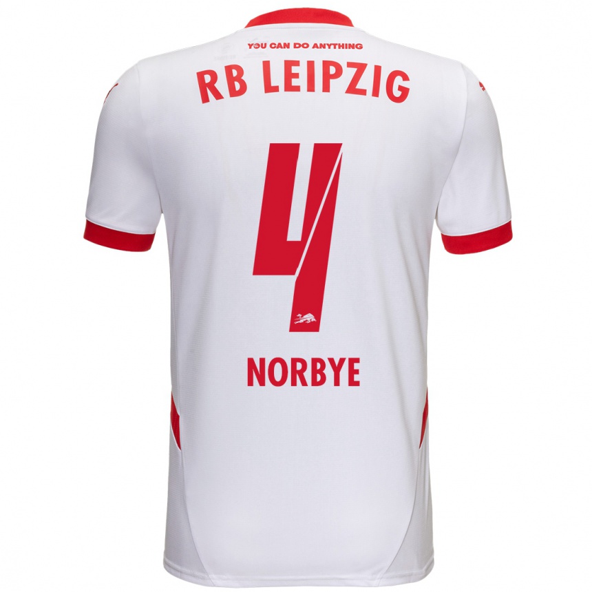 Niño Fútbol Camiseta Jonathan Norbye #4 Blanco Rojo 1ª Equipación 2024/25 Argentina