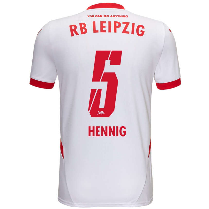 Niño Fútbol Camiseta Lenny Hennig #5 Blanco Rojo 1ª Equipación 2024/25 Argentina