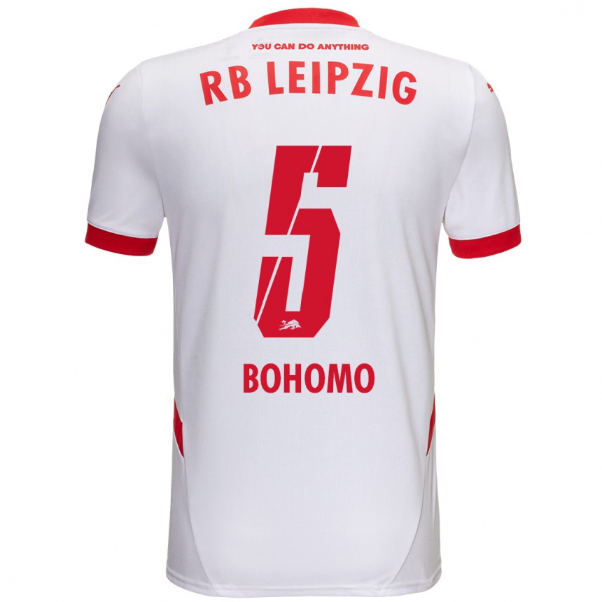 Niño Fútbol Camiseta Allan Bohomo #5 Blanco Rojo 1ª Equipación 2024/25 Argentina