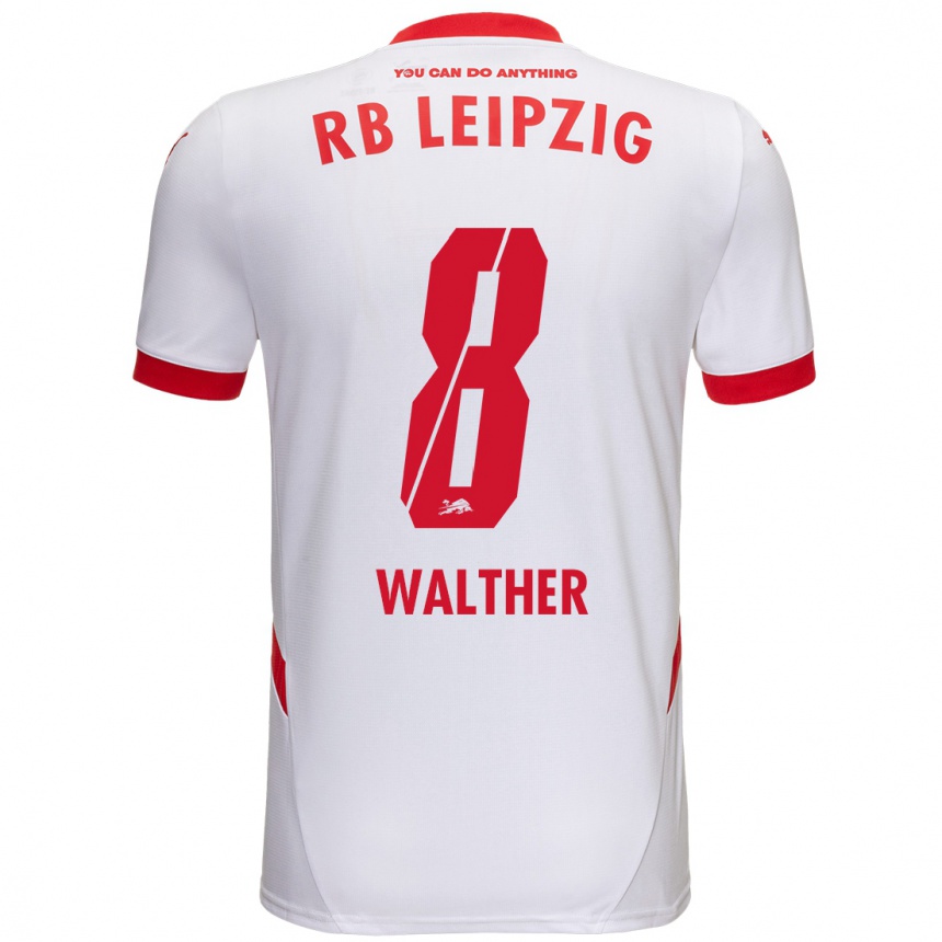 Niño Fútbol Camiseta Kofi Walther #8 Blanco Rojo 1ª Equipación 2024/25 Argentina