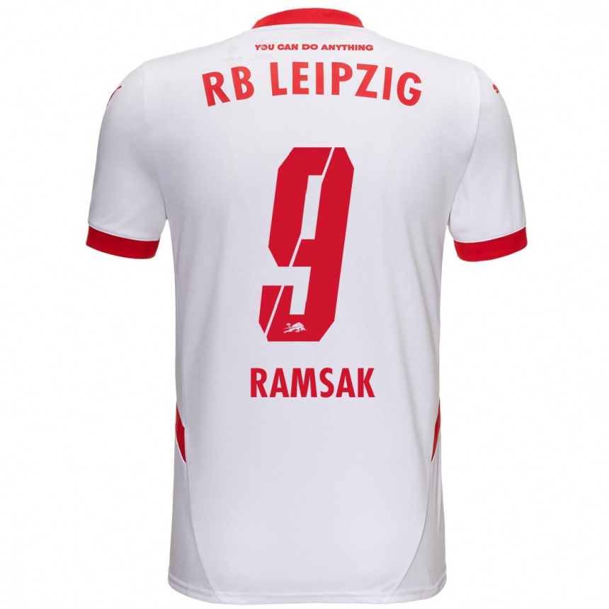 Niño Fútbol Camiseta Robert Ramsak #9 Blanco Rojo 1ª Equipación 2024/25 Argentina