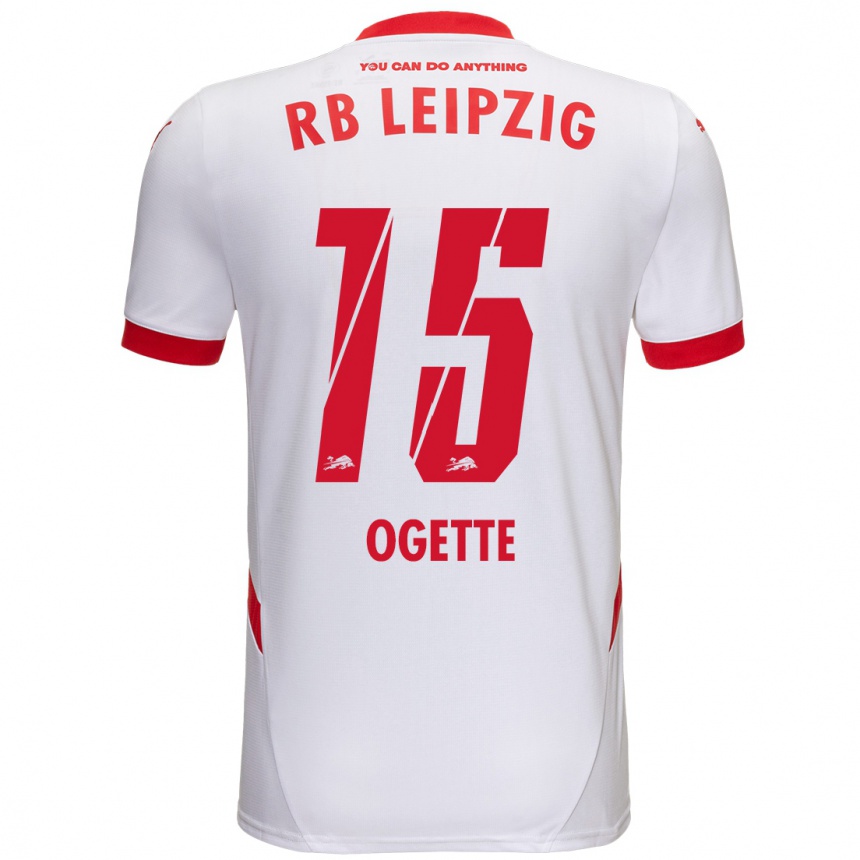 Niño Fútbol Camiseta Israel Ogette #15 Blanco Rojo 1ª Equipación 2024/25 Argentina