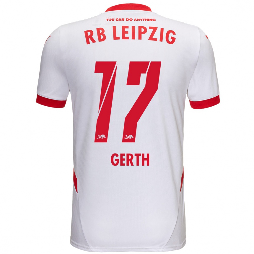 Niño Fútbol Camiseta Amos Gerth #17 Blanco Rojo 1ª Equipación 2024/25 Argentina