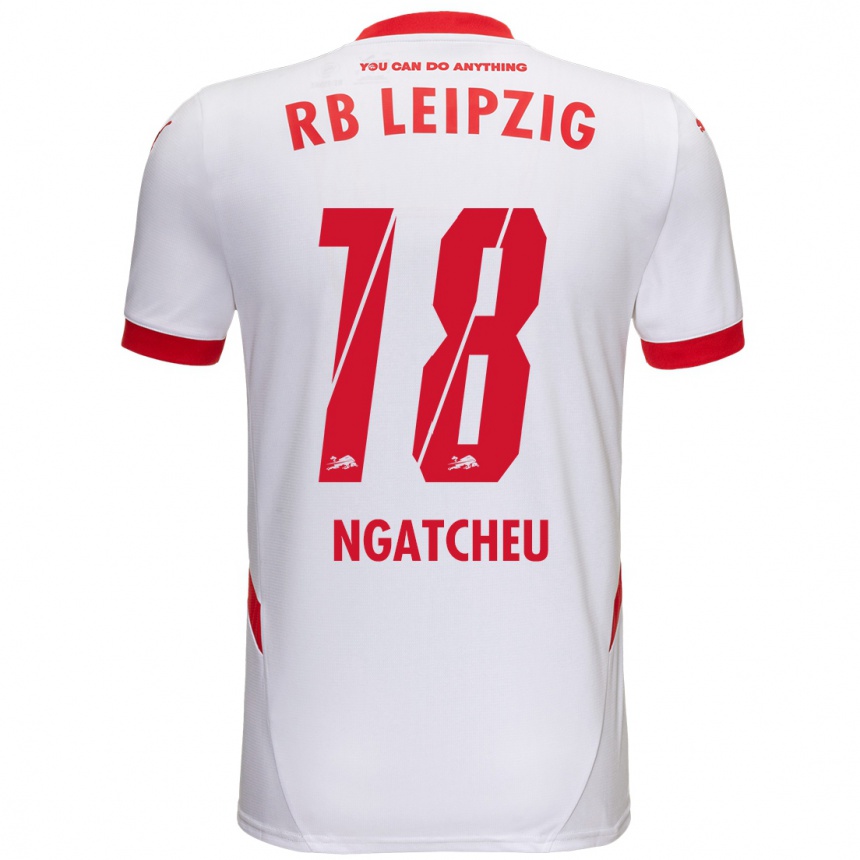 Niño Fútbol Camiseta Yohan Ngatcheu #18 Blanco Rojo 1ª Equipación 2024/25 Argentina