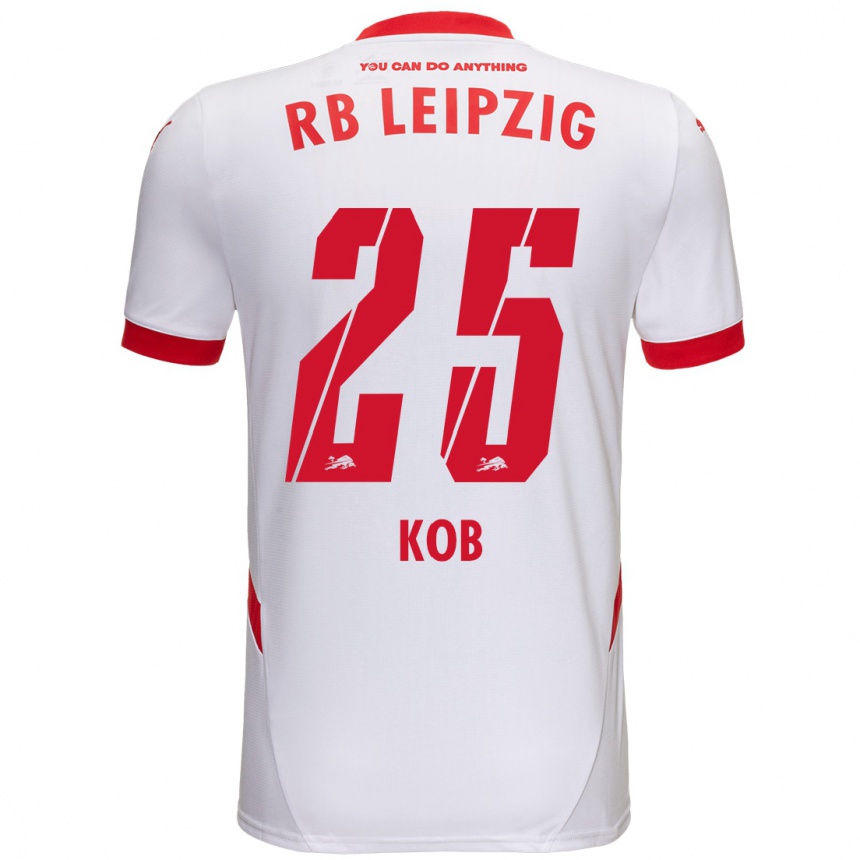 Niño Fútbol Camiseta Leon Koß #25 Blanco Rojo 1ª Equipación 2024/25 Argentina