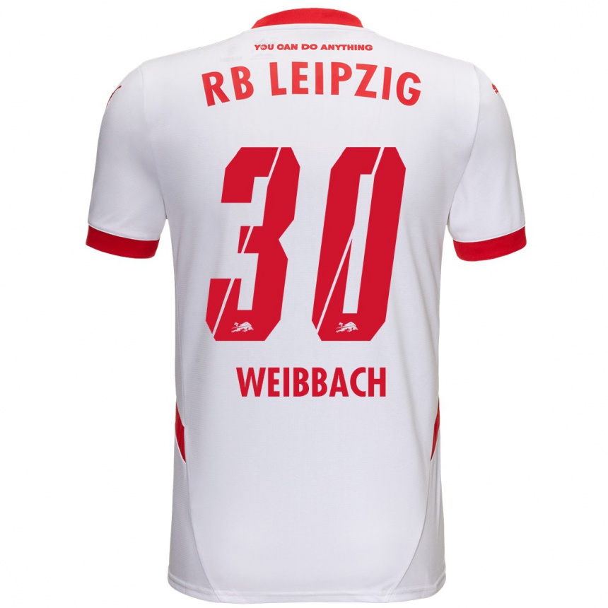 Niño Fútbol Camiseta Noah Weißbach #30 Blanco Rojo 1ª Equipación 2024/25 Argentina