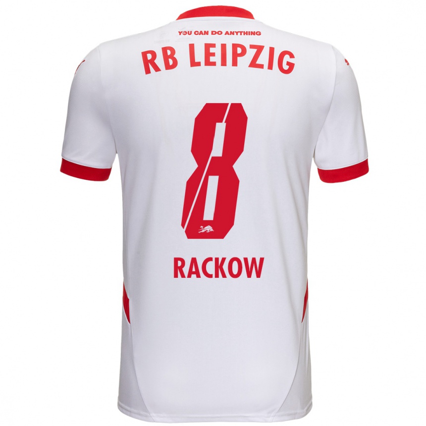 Niño Fútbol Camiseta Gianna Rackow #8 Blanco Rojo 1ª Equipación 2024/25 Argentina