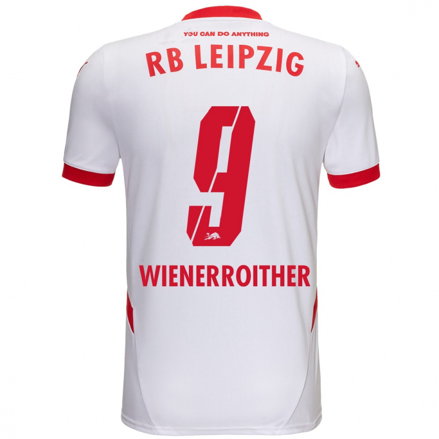 Niño Fútbol Camiseta Katja Wienerroither #9 Blanco Rojo 1ª Equipación 2024/25 Argentina