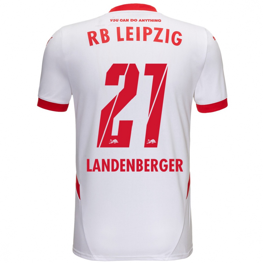 Niño Fútbol Camiseta Julia Landenberger #21 Blanco Rojo 1ª Equipación 2024/25 Argentina