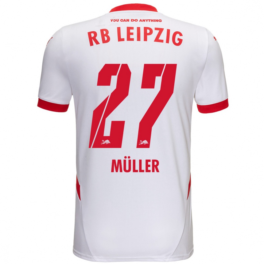 Niño Fútbol Camiseta Marlene Müller #27 Blanco Rojo 1ª Equipación 2024/25 Argentina