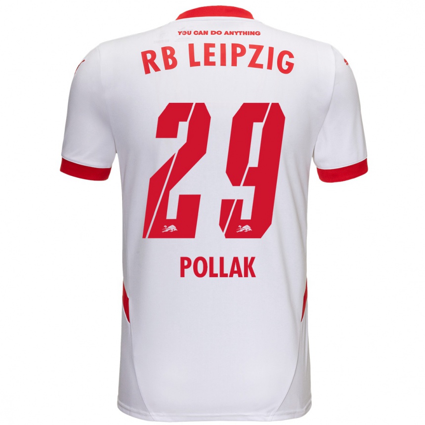 Niño Fútbol Camiseta Julia Pollak #29 Blanco Rojo 1ª Equipación 2024/25 Argentina