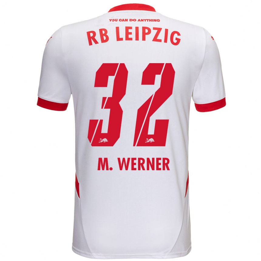 Niño Fútbol Camiseta Mia Werner #32 Blanco Rojo 1ª Equipación 2024/25 Argentina