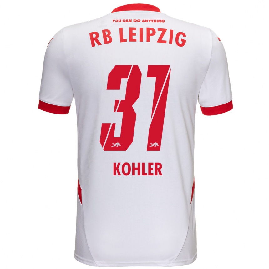 Niño Fútbol Camiseta Tim Köhler #31 Blanco Rojo 1ª Equipación 2024/25 Argentina