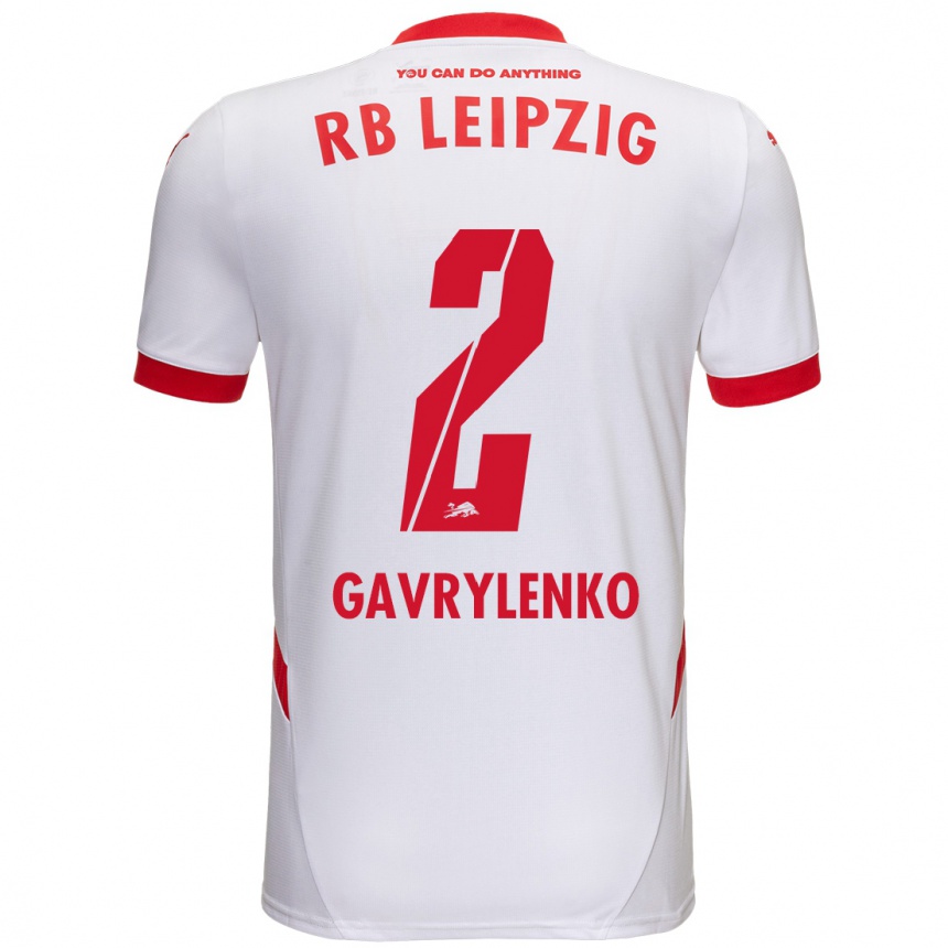 Niño Fútbol Camiseta Oleksandr Gavrylenko #2 Blanco Rojo 1ª Equipación 2024/25 Argentina