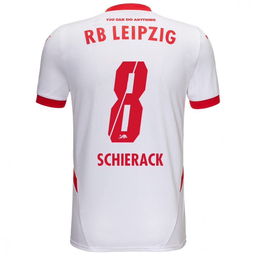 Niño Fútbol Camiseta Simon Schierack #8 Blanco Rojo 1ª Equipación 2024/25 Argentina