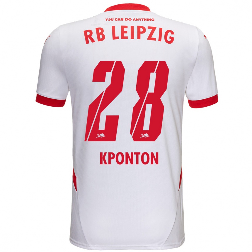 Niño Fútbol Camiseta Marwan Kponton #28 Blanco Rojo 1ª Equipación 2024/25 Argentina