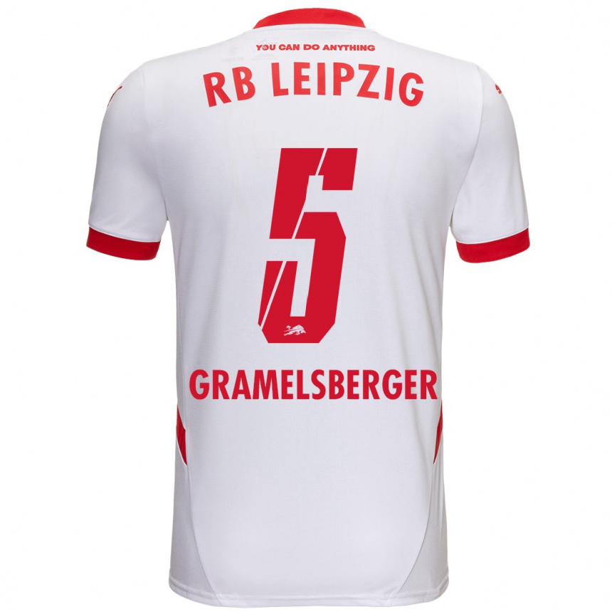 Niño Fútbol Camiseta Lennert Gramelsberger #5 Blanco Rojo 1ª Equipación 2024/25 Argentina