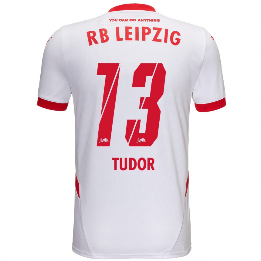 Niño Fútbol Camiseta Aaron Tudor #13 Blanco Rojo 1ª Equipación 2024/25 Argentina