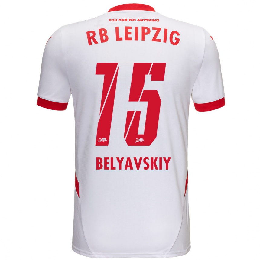 Niño Fútbol Camiseta David Belyavskiy #15 Blanco Rojo 1ª Equipación 2024/25 Argentina