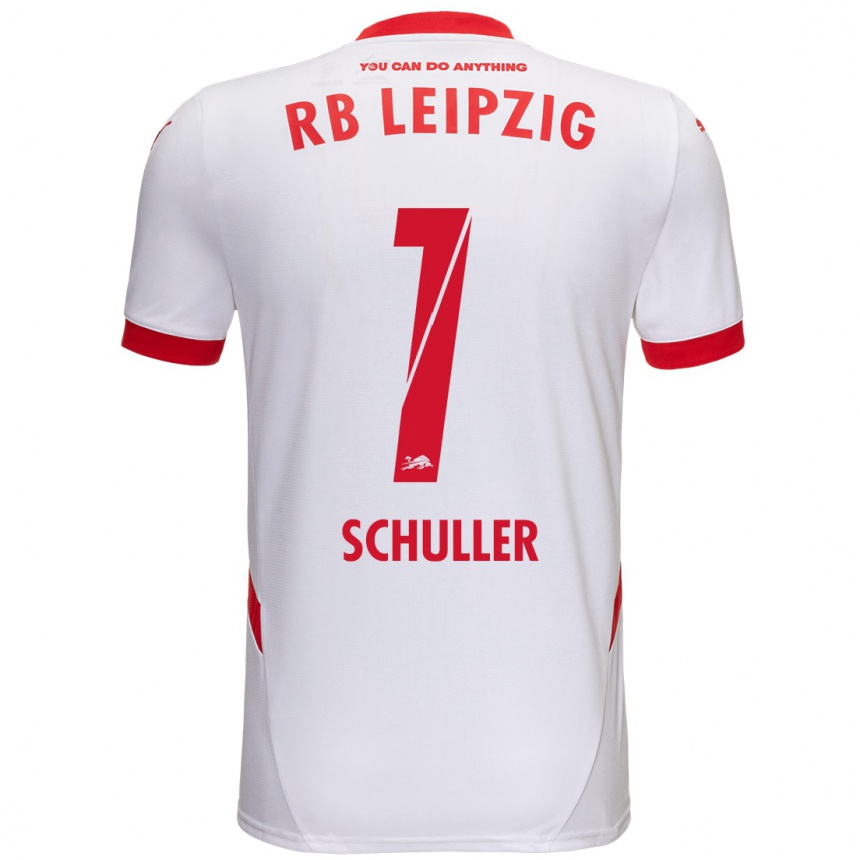 Niño Fútbol Camiseta Gina Schüller #1 Blanco Rojo 1ª Equipación 2024/25 Argentina