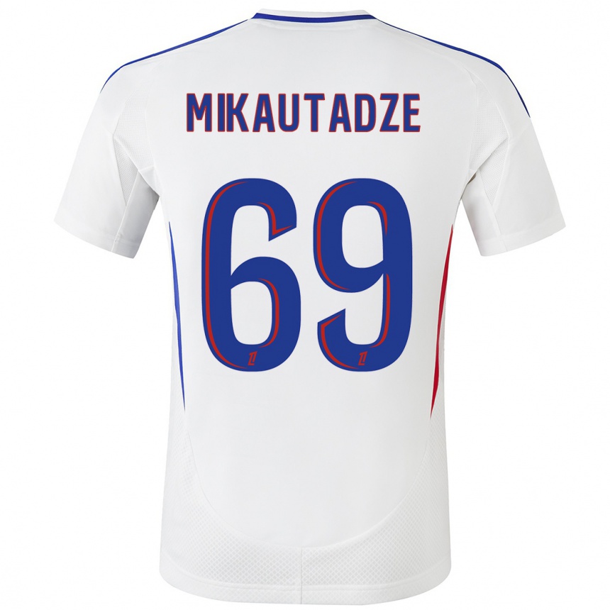 Niño Fútbol Camiseta Georges Mikautadze #69 Blanco Azul 1ª Equipación 2024/25 Argentina