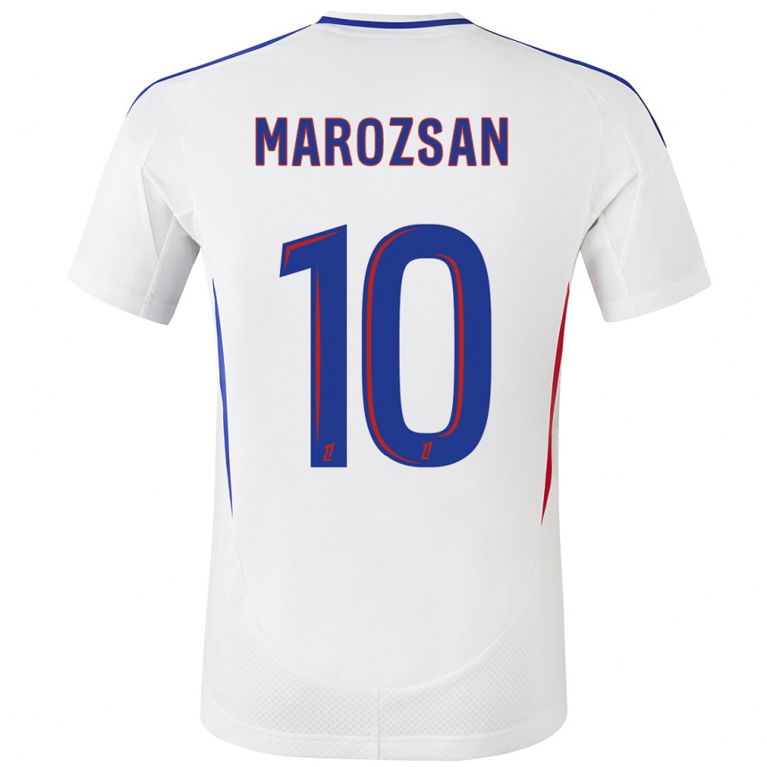 Niño Fútbol Camiseta Dzsenifer Marozsan #10 Blanco Azul 1ª Equipación 2024/25 Argentina