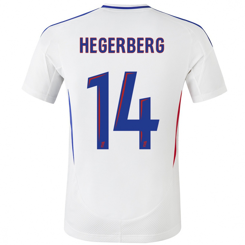 Niño Fútbol Camiseta Ada Hegerberg #14 Blanco Azul 1ª Equipación 2024/25 Argentina