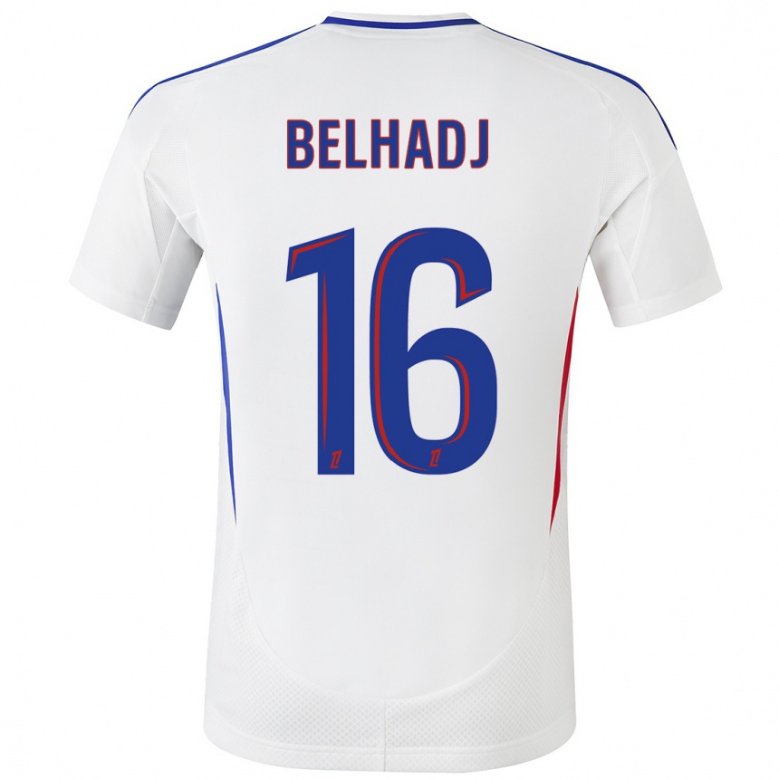 Niño Fútbol Camiseta Féerine Belhadj #16 Blanco Azul 1ª Equipación 2024/25 Argentina