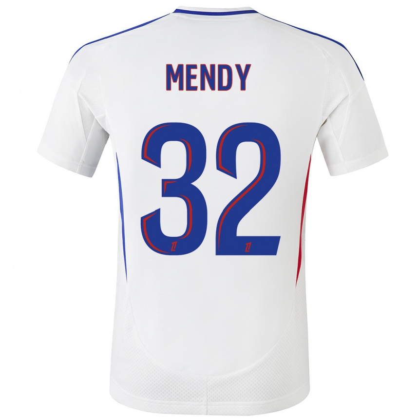 Niño Fútbol Camiseta Maeline Mendy #32 Blanco Azul 1ª Equipación 2024/25 Argentina