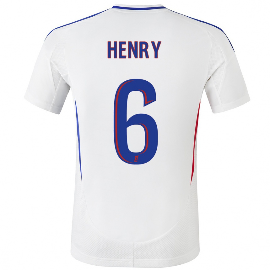 Niño Fútbol Camiseta Amandine Henry #6 Blanco Azul 1ª Equipación 2024/25 Argentina