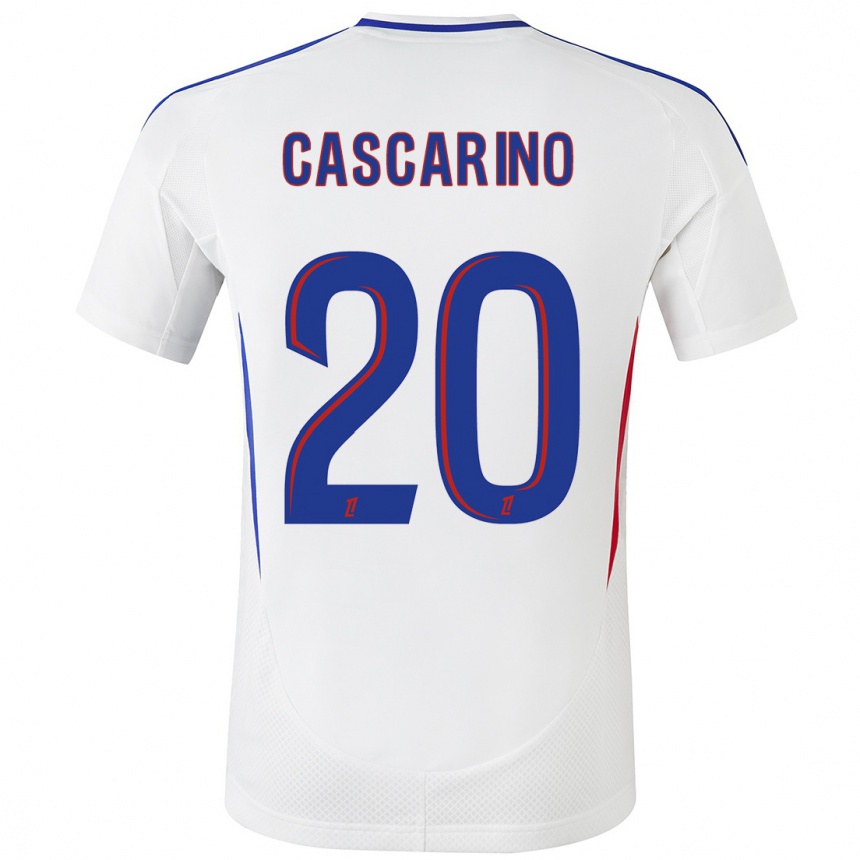 Niño Fútbol Camiseta Delphine Cascarino #20 Blanco Azul 1ª Equipación 2024/25 Argentina