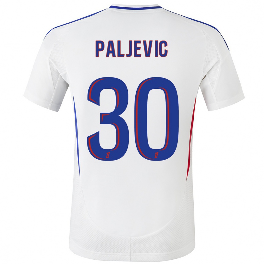 Niño Fútbol Camiseta Alyssia Paljevic #30 Blanco Azul 1ª Equipación 2024/25 Argentina