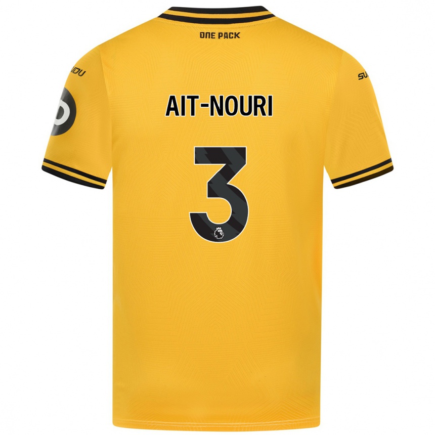 Niño Fútbol Camiseta Rayan Aït-Nouri #3 Amarillo 1ª Equipación 2024/25 Argentina