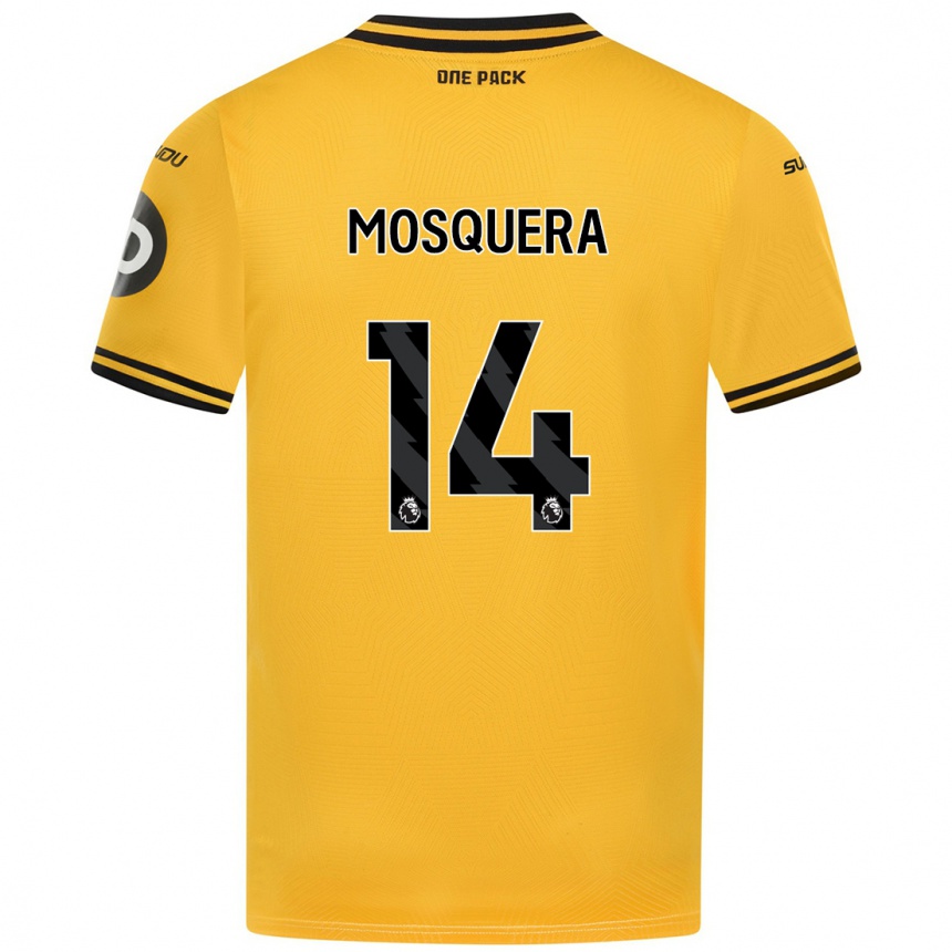 Niño Fútbol Camiseta Yerson Mosquera #14 Amarillo 1ª Equipación 2024/25 Argentina